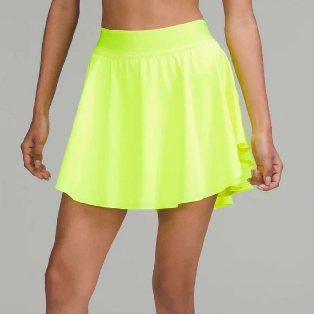 NWT! Lululemon Court Rival Perforated High-Rise Skirt Long in Highlight Yellow